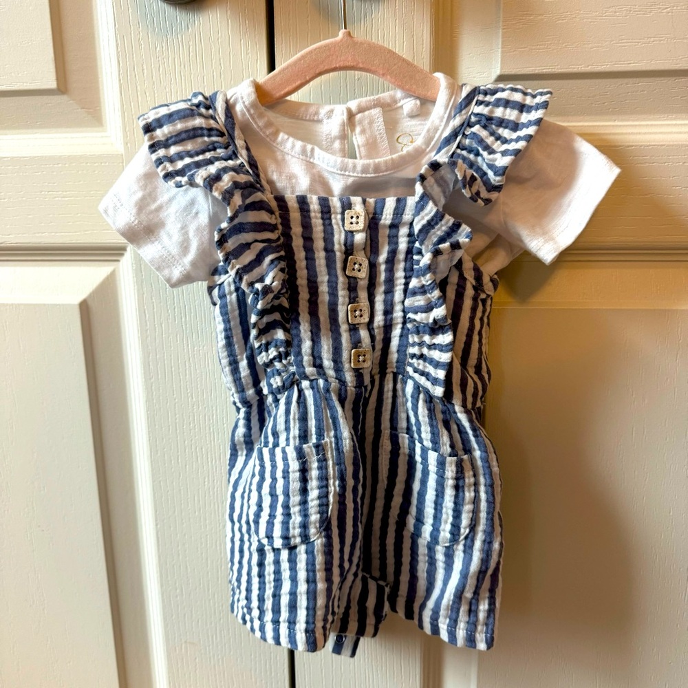 Jessica Simpson Romper/Shorts with White Shirt - Size 12 months